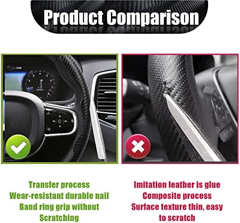 Capac de volan textură din fibră de carbon, protector de volan segmentat universal, universal pentru 99% volan auto pentru