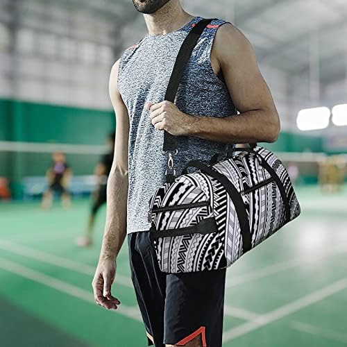 Maori stil Ethhnic ornamente Multi-funcție Gym Bag durabil sport Duffel Bag ușor Carryon Gymbag pentru bărbați Femei