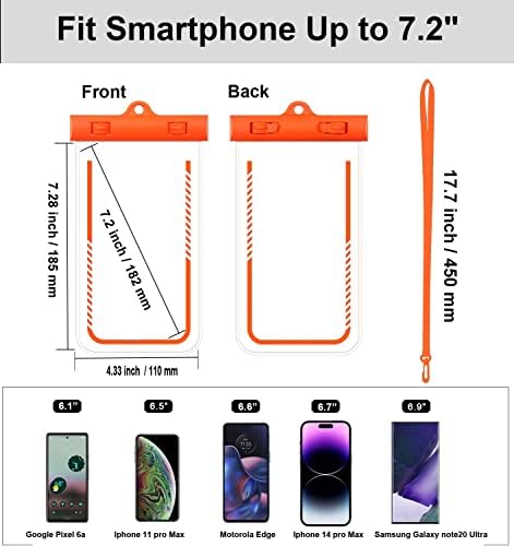 Husă universală impermeabilă pentru telefon [pachet 2] Geantă uscată transparentă IPX8 pentru telefon mobil HD TPU cu șnur