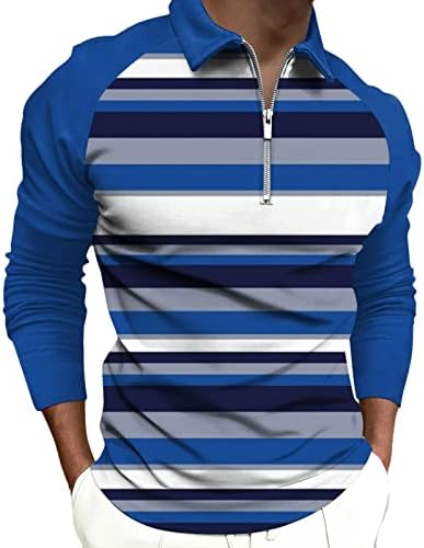 BEUU 2022 Tricouri Polo noi pentru bărbați, gât în ​​sus, gât cu mânecă lungă bloc de culori Patchwork Golf Tops Casual Muscle