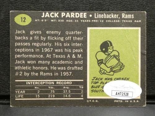 1969 Topps 12 Jack Pardee a semnat cartonaș de fotbal cu autograf cu JSA COA - NFL autografate cărți de fotbal