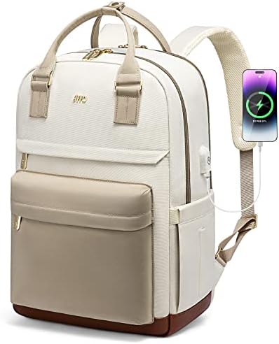 Rucsac pentru Laptop JFFD pentru femei, geantă pentru laptop de lucru de călătorie la modă cu Port de încărcare USB, Geantă