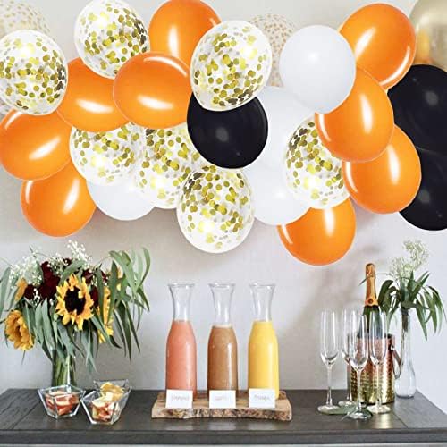 Imooa Fall Balloons Decorații pentru petreceri de ziua de naștere decorațiuni de Ziua Recunoștinței 40 pcs portocalii alb -negru
