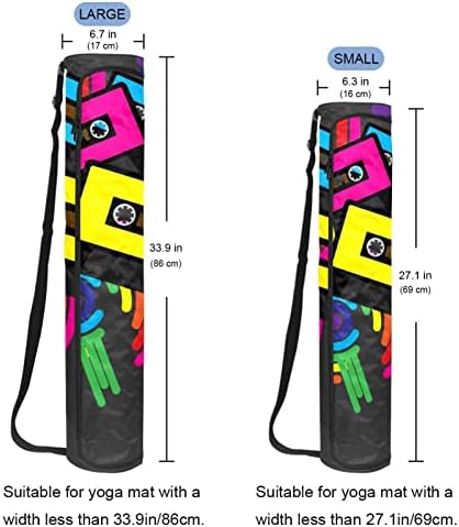 Geantă de yoga, casete audio Retro Rainbow Exercise Yoga Mat Carrier Full-Zip Yoga Mat Carry Bag cu curea reglabilă pentru