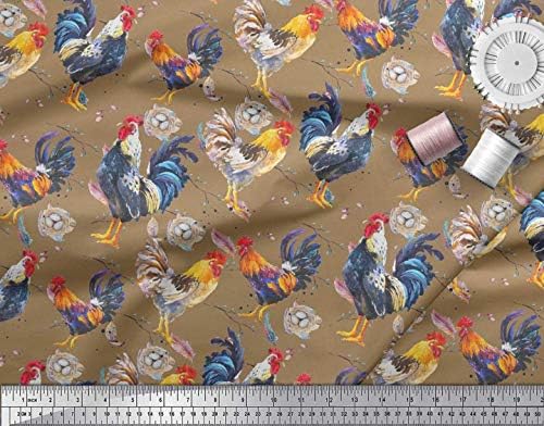 Soimoi bumbac Jersey Fabric ouă, cuib & amp; Hen Bird print Fabric de curte 58 Inch Wide