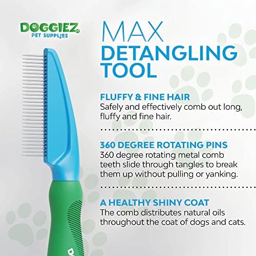 Doggiez Pet Supplies-Rotativ Pin Detangling pieptene pentru Câini & amp; pisici-instrument de îngrijire Detangler Dematting