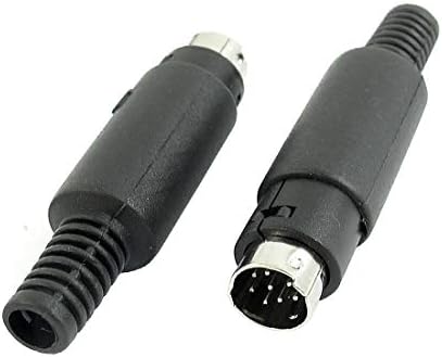 Nou LON0167 2buc Plastic acoperite Mini din 8 pini tată soclu drept audio video AV adaptor Conector (2buc kunststoffbeschichtetes