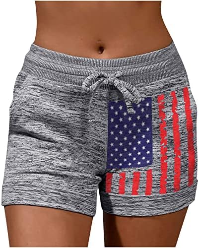 Pantaloni scurți de jogger pentru femei Printea Americană Sport de vară Pantaloni scurti casual plus dimensiuni pentru doamne