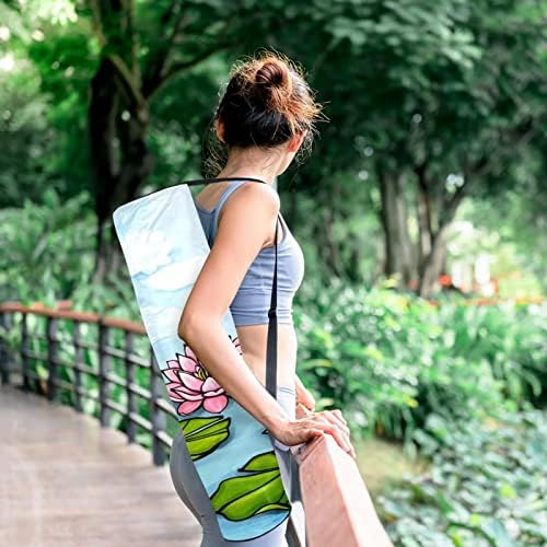 RATGDN Yoga Mat Bag, acuarelă Lotus și frunze exercițiu Yoga mat Carrier Full-Zip Yoga Mat Carry Bag cu curea reglabilă pentru
