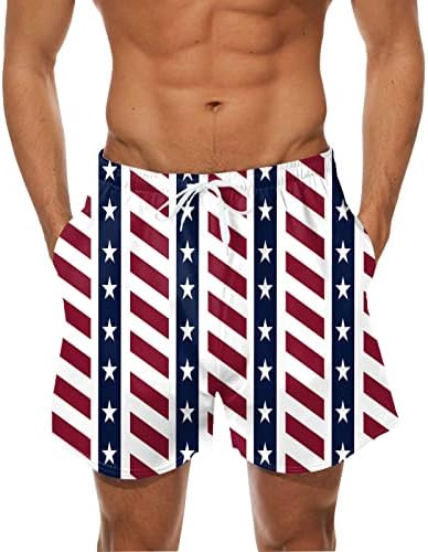 Pantaloni scurți pentru bărbați Pantaloni scurți de vară Elastică Elastică SUA SUA Flag Print Boardshorts 4 iulie Antrenament
