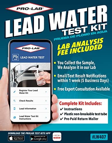 Prolab Lead in Water Test Kit - Taxa de laborator inclusă! Rezultatele prin e -mail în termen de 1 săptămână includ Mailer