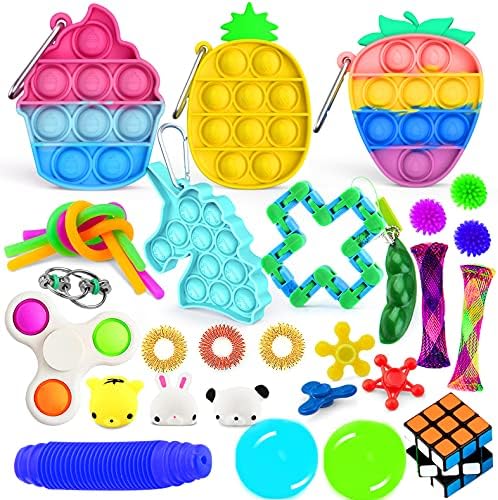 Set de jucării Fidget 29 Pack, Pachetul Fidget ameliorează stresul și anxietatea pentru copii adulți, Push Pop Sensory Fidget