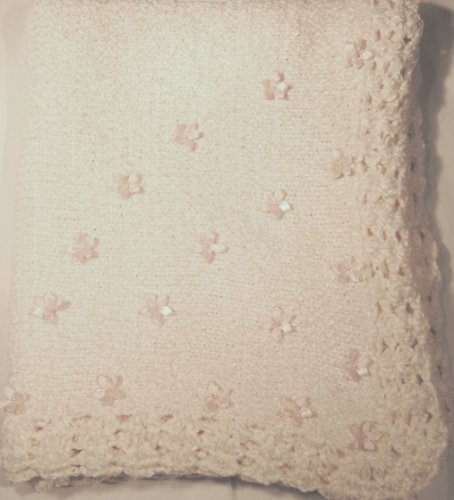 Tricotat copil roz roz chenille pătură de perle centru de perle din satin margarete