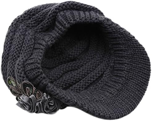 C-SUA Femei de iarnă cald tricot cald pălărie croșetat cu acțiune cu accent de flori