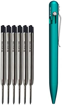 BASTION aluminiu Pen Plus 6 Gel negru cerneală Refill / lux Bolt acțiune Pen Metal corp fin punct pentru femei & amp; Men Pix