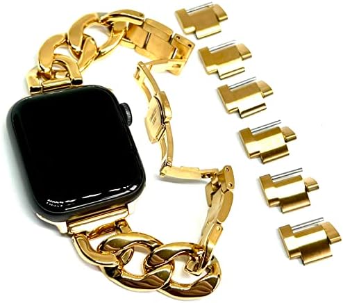 Royce & Roland Apple Watch Chain Band din oțel inoxidabil Metal Fluture Clasp Link Brățară Înlocuire Iwatch Seria87654321Se