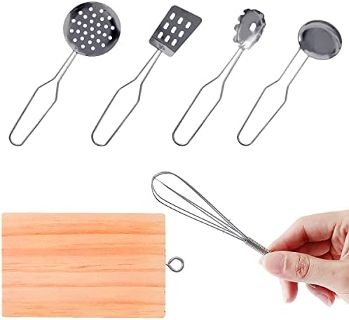 6 piese mini bucatarie Accesorii Instrumente din lemn Tocător metal gătit set miniatura instrumente nu pentru viața reală gătit