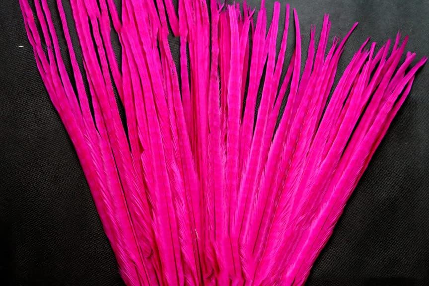100buc / Lot 20-22inch lungime vopsit roz roz Ringneck fazan coada Feather Rose 45-50
