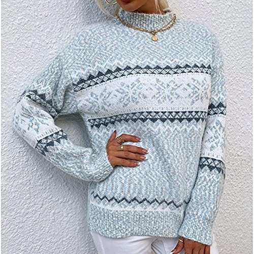 UODSVP pulovere pentru femei tricotaje tricotaje de Crăciun fulgi de zăpadă pe jumătate de turtleneck tricot cablu