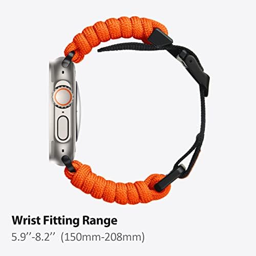 Banda ultimă compatibilă cu Apple Watch 49mm/45mm/44mm/42mm, design cu curea de paracord de buclă țesută din nylon pentru sporturi