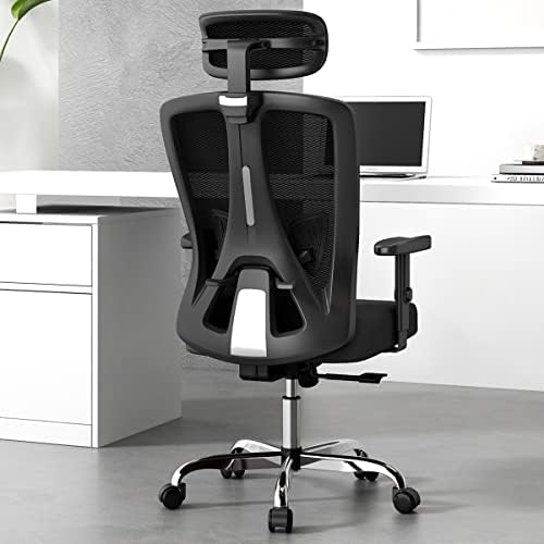 Scaun de birou Ergonomic Sytas, scaun de birou cu spate înalt scaun din plasă pentru sarcini pentru Computer cu tetieră reglabilă,