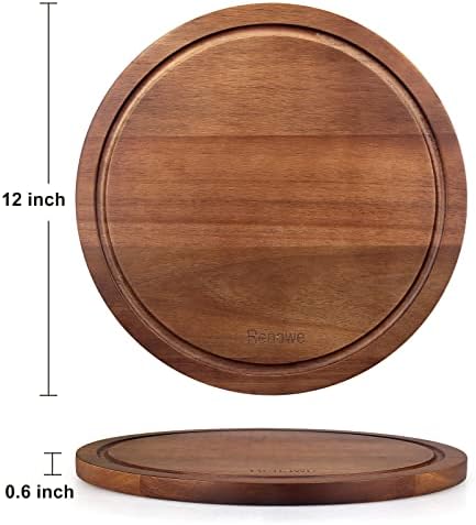 Placă rotundă de tăiat lemn pentru Bucătărie petrecere din lemn placă rotundă de mezeluri 12 Inch cerc de servire tavă tocare