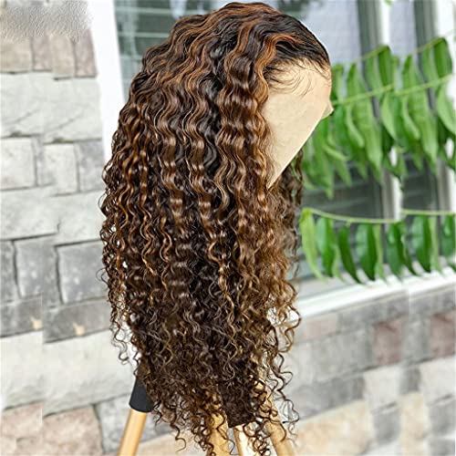 Evidențiați Curly Lace Front Peruci de păr uman 150% densitate pre-smulsă linia părului și noduri decolorate Peruci de păr