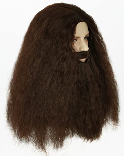 LeMarnia bărbați peruca barba set expertul peruca maro inchis pufos peruca Cosplay Halloween costum peruca