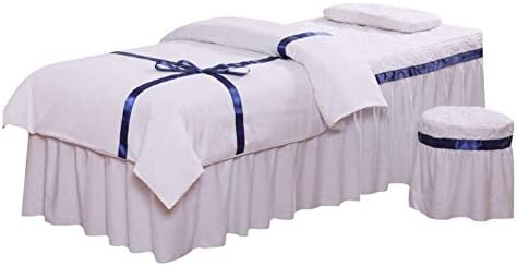Seturi de tablă de masă de masaj zhuan cu gaură de odihnă a feței, paturi de masaj fustă cu pernă, cu pernă, pete de frumusețe, capac de pat 4 piese set-alb 60x180cm