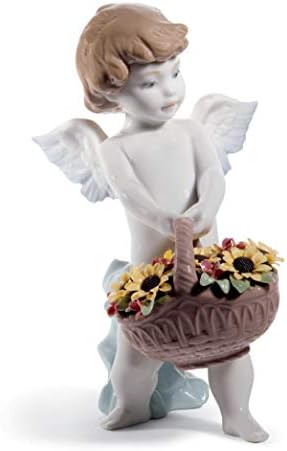 Lladró Heaven's Harvest Angel Figurină. 60 de ani. Figura de înger din porțelan.