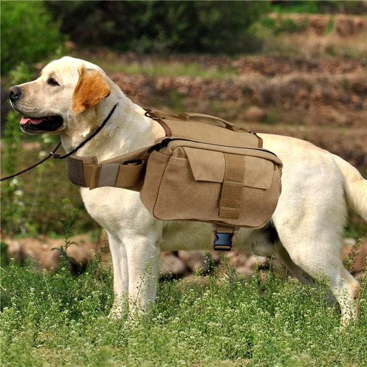 VVVSO Dog Outdoor Saddlebag Pack Pack pentru câini mari Canvas Rucsac Geantă de camping