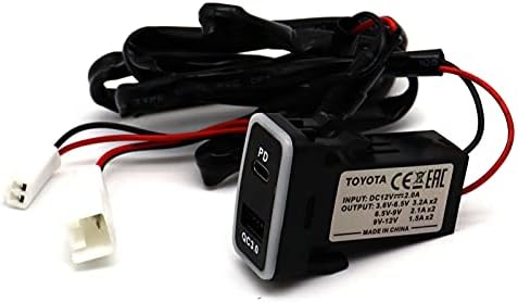 Motong pentru Toyota Vigo PD Tip C Socket USB, USB C și încărcare rapidă 3.0 Încărcător auto Portul portului de adaptor USB