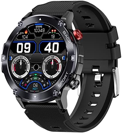 Cyberdyer Smart Watch for Men 1,32 inci HD Tactical Fitness Tracker cu ritm cardiac Urmărirea somnului în aer liber pentru bărbați în aer liber, cu previziune meteo, ceas de ceas pentru iOS Android