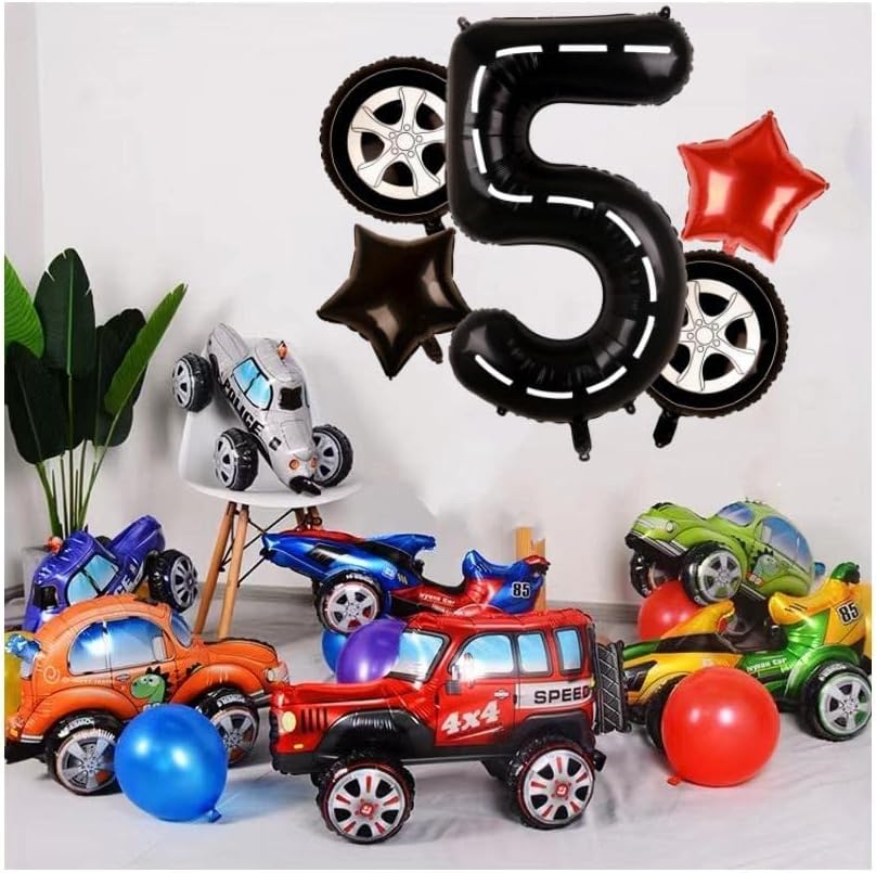 Masina de curse baloane roata anvelope baloane 5th Birthday party decoratiuni pentru baieti folie Mylar Racing Car Tema Party