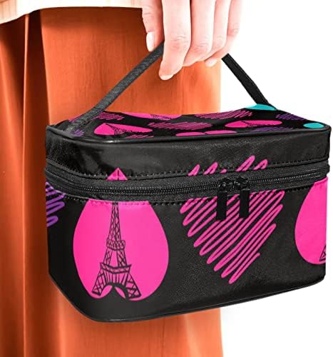 Geantă de machiaj de călătorie Yoyoamoy cu compartiment, Paris Eiffel Turn Love Big Cosmetic Carcasă Personalizată Cutie de