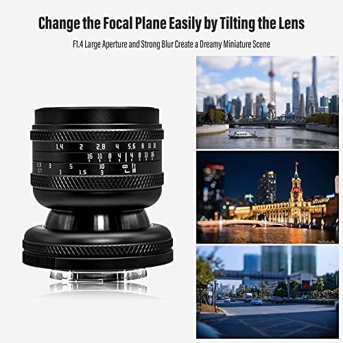 AstrHori 50mm f/1.4 F1.4 E-Mount Tilt Lens deschidere mare cadru complet manual 2-în-1 Obiectiv compatibil cu Sony E-Mount