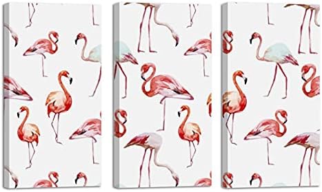 Artă de perete pentru living, flamingos set de pictură decorativă încadrată set de artă decorativă de artă modernă gata să