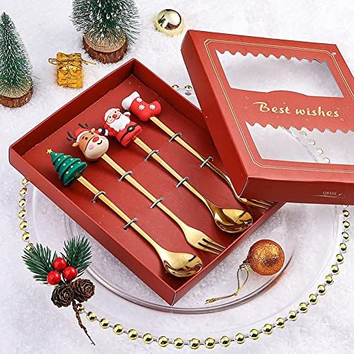Lingură de Crăciun din oțel inoxidabil copac de Crăciun Lingura pentru casă, Xmas Coffee Spoon Cina Furci de desert Spoon Stiring