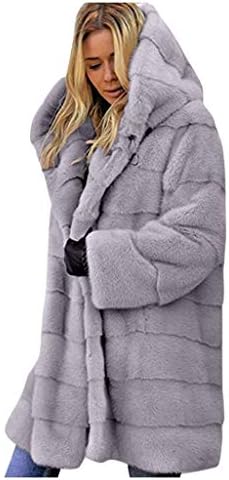 IYYVV Femei Iarna caldă imitație Imitație haină de blană Geacă lungă cu glugă parka