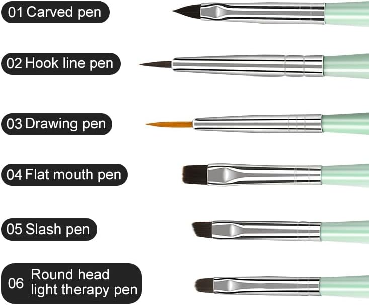 LEIGE 6PCS/Set Gel Nail Art Perii de lustruire design Gel Gel Lines Lines French Desen Brush Pen Potting Pen pentru salon Diy