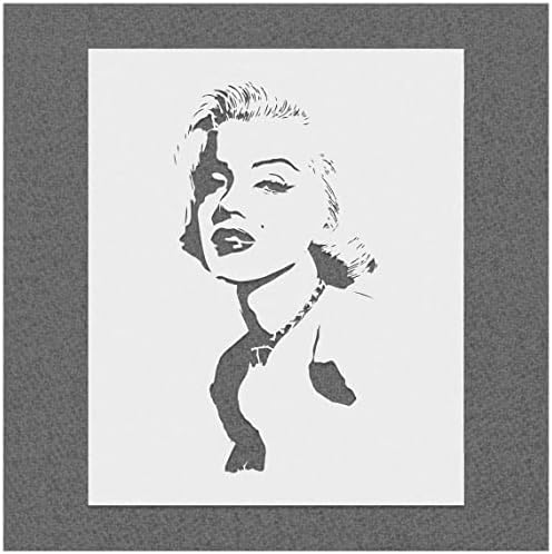 Stencilmonkey Marilyn Monroe Stencil pentru pictură - Laser Cut Reutilizable 14mil Mylar Wall Art Art Art Desen Podea Craft,