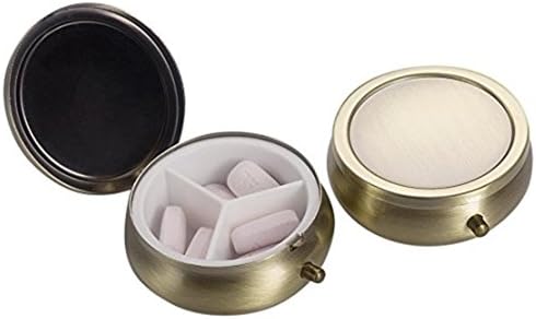 Pilula cutii rotunde rotunde din bronz organizatori de pastile săptămânal cutii cutii decorative- stil personalizat în stil