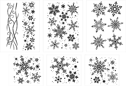 Stencil fulg de zăpadă Set de Studior12-6 Set de piese - SUA Made - Decorații de Crăciun DIY | Șablon media mixt reutilizabil