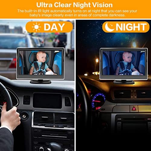 Funtell Baby Car Camera, 1080p 5 Inch Baby car Monitor pentru bancheta din spate cu fața spre spate, camera auto cu vedere