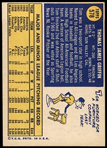 1970 Topps 578 Tom Griffin Houston Astros VG/Ex Astros