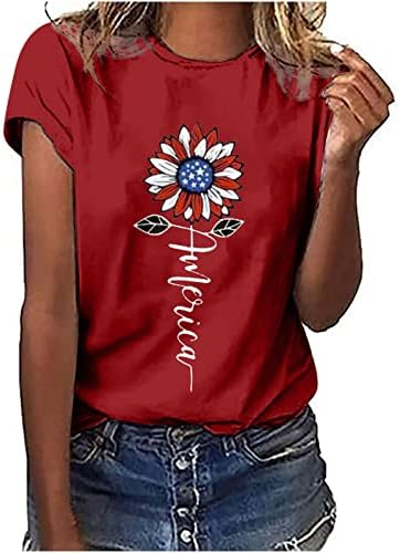 American Flag floarea-soarelui Camasa pentru femei Crewneck bluza de vacanță Statele Unite ale Americii Ziua Independenței