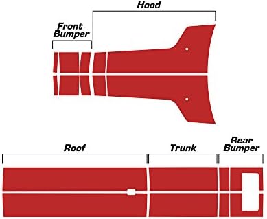 Crafturi din fabrică T-Hood Roof & Trunk Striges Graphics Kit 3m Vinil Decal Wrap Compatibil cu Dodge Challenger 2008-2013-roșu