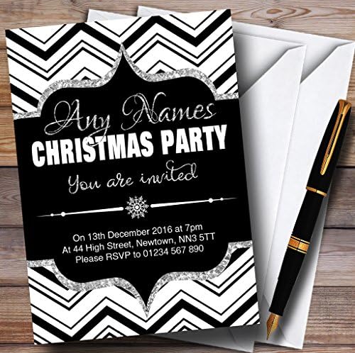 Card Zoo Chevrons alb negru și argintiu Crăciun personalizat/an nou/vacanță par.