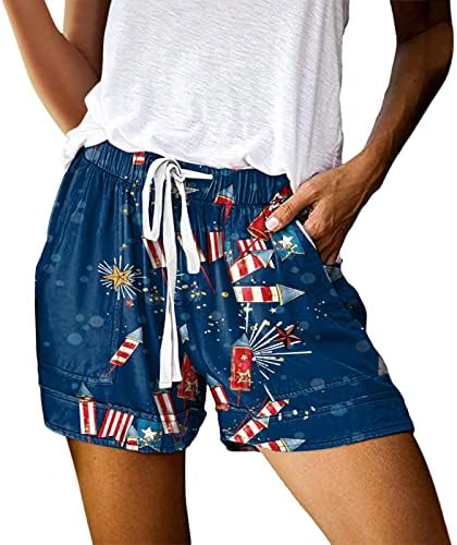 Pantaloni scurți din 4 iulie pentru femei pentru femei Casual American Flag Shorts Pantaloni scurți Fit Fit Talie Înaltă Comfy