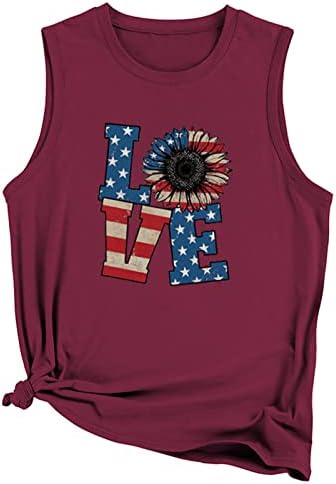 American Flag Love Tank Top Femei 4 iulie cămașă patriotică Patriotică Tees SUA SUA Independență tancuri de vară VEST